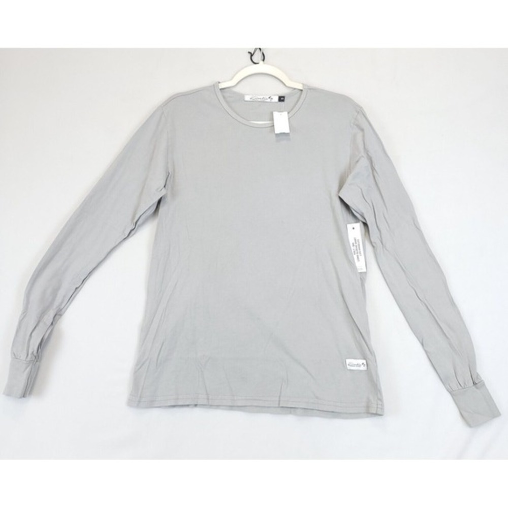 Kinetix Casual Luxury  Long Sleeve‎ T Shirt Crew Neck Men S Gray 100% Cotton